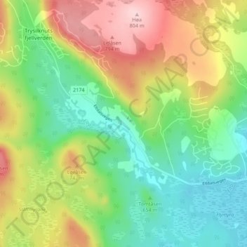 Eltdalenの地形図、標高、地勢