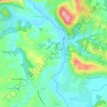 Biscayの地形図、標高、地勢