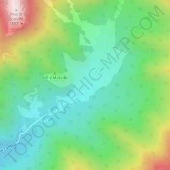 Prato di Campoliの地形図、標高、地勢