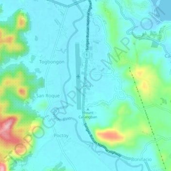 Lunaの地形図、標高、地勢