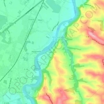 Saint-Lizyの地形図、標高、地勢