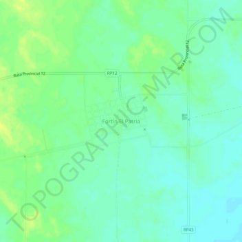 Fortín El Patriaの地形図、標高、地勢