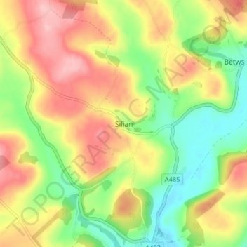 Silianの地形図、標高、地勢