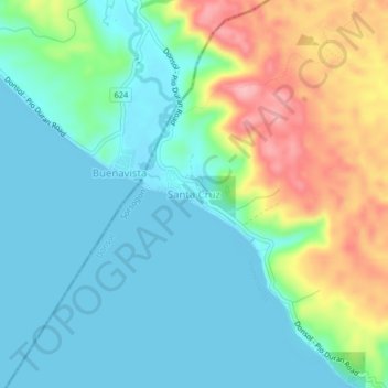 Santa Cruzの地形図、標高、地勢