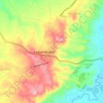 Poblacionの地形図、標高、地勢