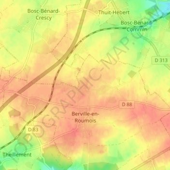 La Mennerieの地形図、標高、地勢