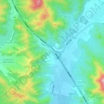 La Playaの地形図、標高、地勢
