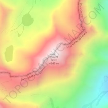 Mount Keithの地形図、標高、地勢