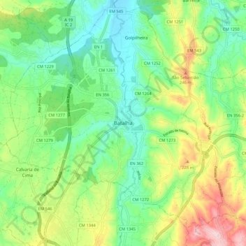 Batalhaの地形図、標高、地勢