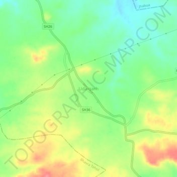 Udaigarhの地形図、標高、地勢