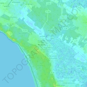 Les Petites Cormeillesの地形図、標高、地勢
