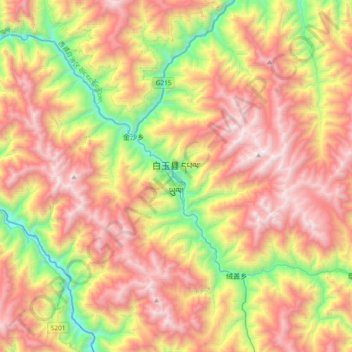 白玉县の地形図、標高、地勢