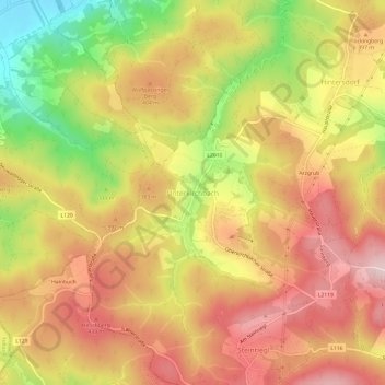 Unterkirchbachの地形図、標高、地勢