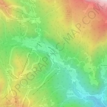 Maresonの地形図、標高、地勢