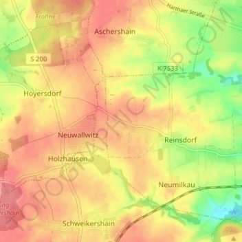 Vierhäuserの地形図、標高、地勢