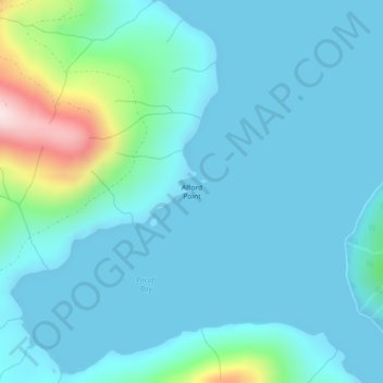 Alford Pointの地形図、標高、地勢