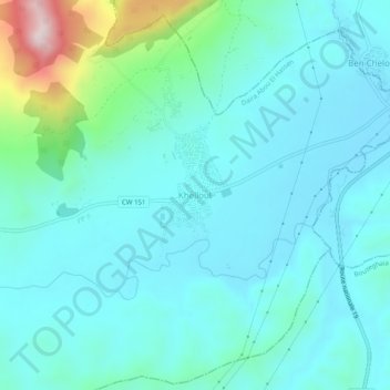 Khelloulの地形図、標高、地勢