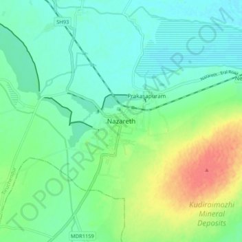 Nazarethの地形図、標高、地勢