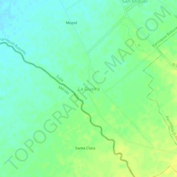 La Guairaの地形図、標高、地勢