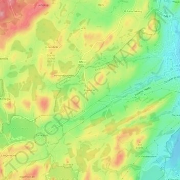 Klausmenの地形図、標高、地勢