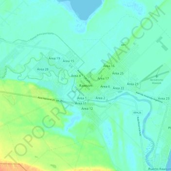 Rawsonの地形図、標高、地勢
