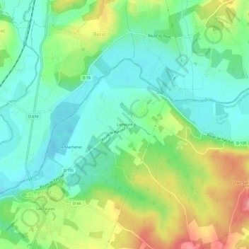 Lamaureの地形図、標高、地勢