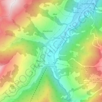 Planの地形図、標高、地勢