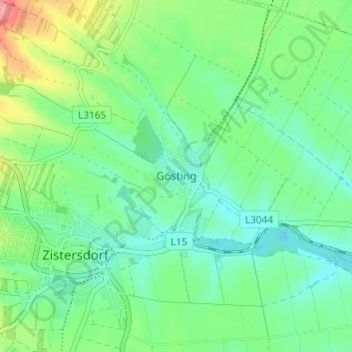 Göstingの地形図、標高、地勢