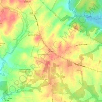Etchisonの地形図、標高、地勢