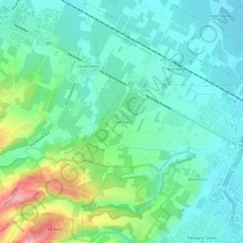 Case Topaの地形図、標高、地勢