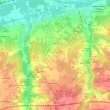 La Poterieの地形図、標高、地勢