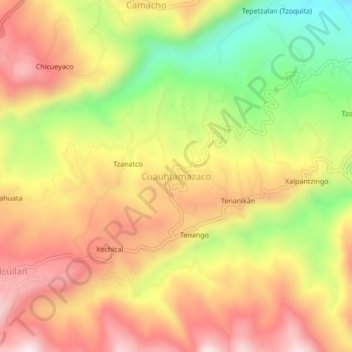 Cuauhtamazacoの地形図、標高、地勢