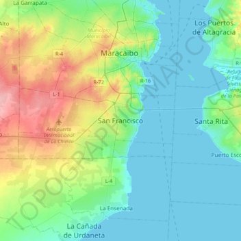 San Franciscoの地形図、標高、地勢