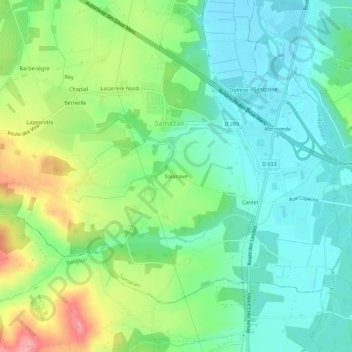 Salanaveの地形図、標高、地勢