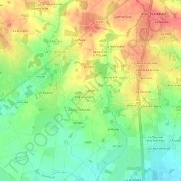 Licouetの地形図、標高、地勢