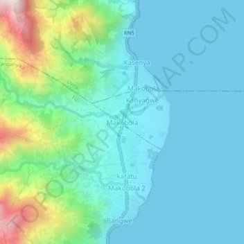 Makobolaの地形図、標高、地勢