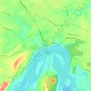 Crescentの地形図、標高、地勢