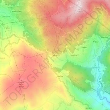 Padrõesの地形図、標高、地勢