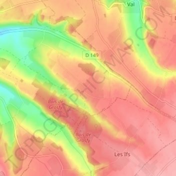 Pelvertの地形図、標高、地勢