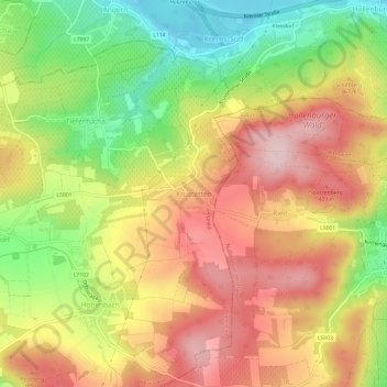 Krustettenの地形図、標高、地勢