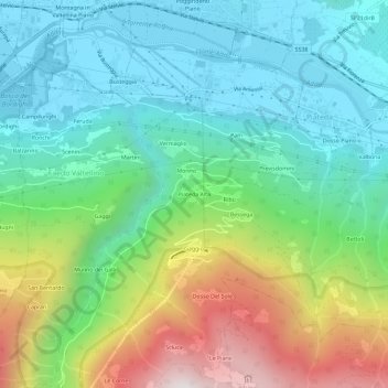 Piateda Altaの地形図、標高、地勢