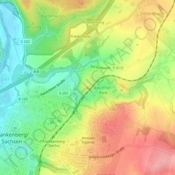 Hopfenbergの地形図、標高、地勢