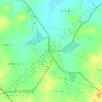 Banavaraの地形図、標高、地勢