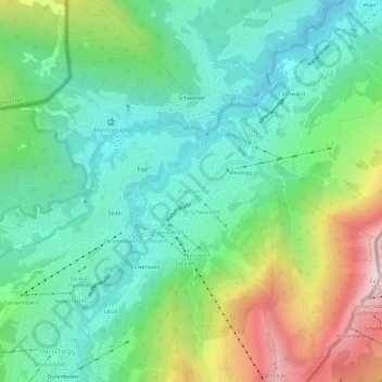 Riezlernの地形図、標高、地勢