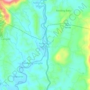 Nonongan Selatanの地形図、標高、地勢