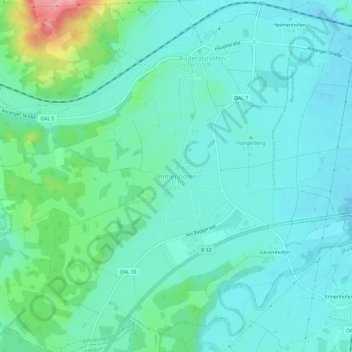 Immenhofenの地形図、標高、地勢