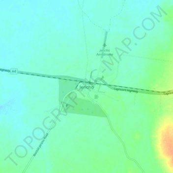 Jerichoの地形図、標高、地勢