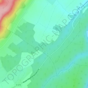 Sentier des Magniersの地形図、標高、地勢