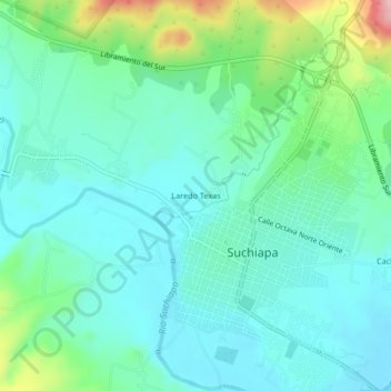 Laredo Texasの地形図、標高、地勢