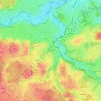 Ronriedの地形図、標高、地勢